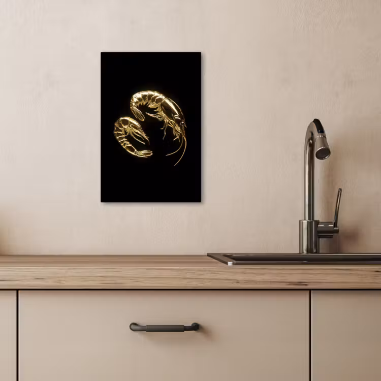 Lienzos decorativos - Camarones - Negro - Oro - Animales — 4