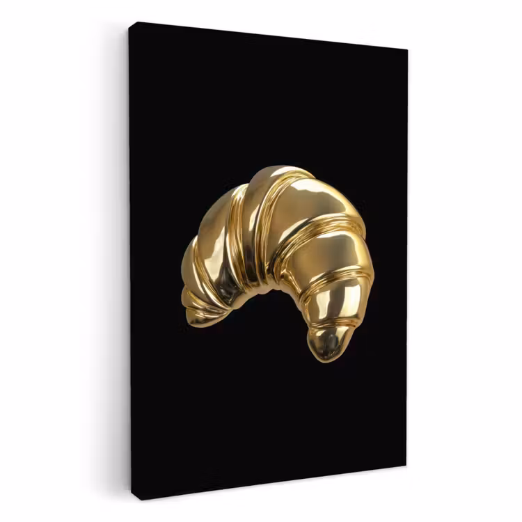 Lienzos decorativos - Croissant - Pan - Oro - Negro — 1