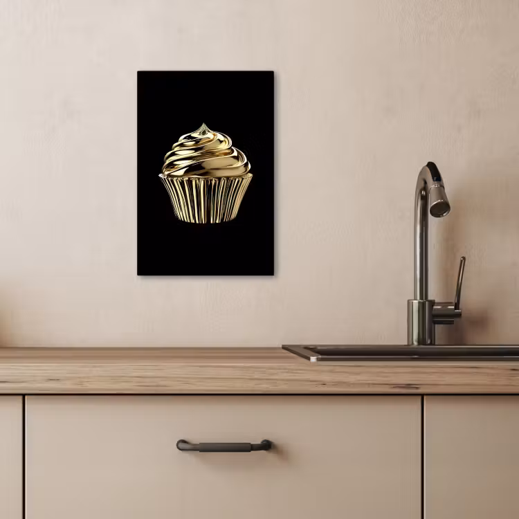 Lienzos decorativos - Cupcake - Comida - Oro - Negro — 4