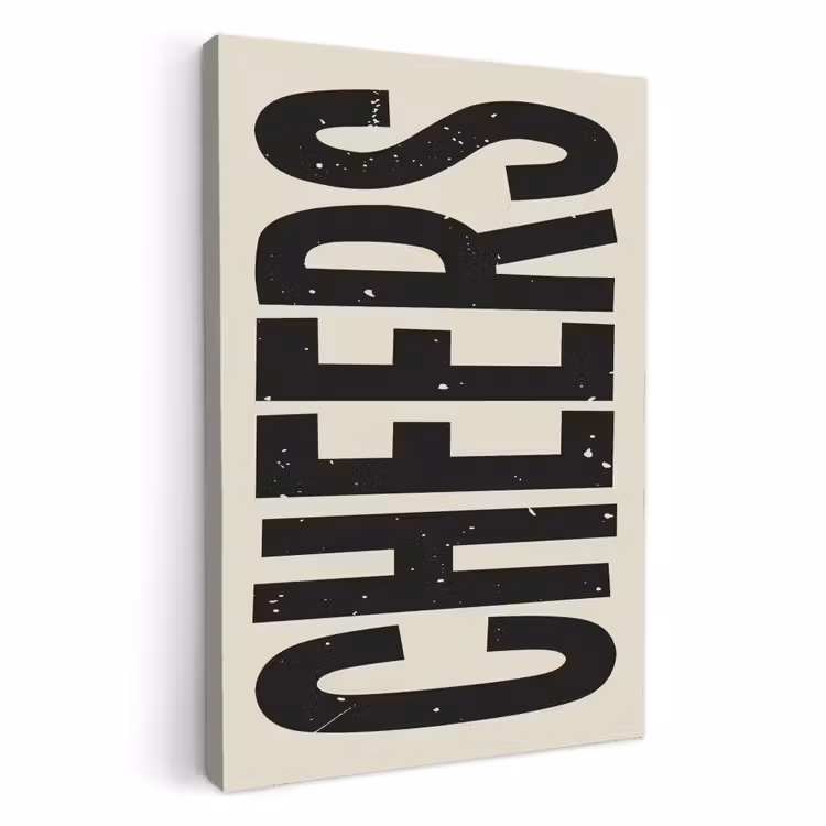 Lienzos decorativos - Cheers - Japandi - Negro - Letras — 1