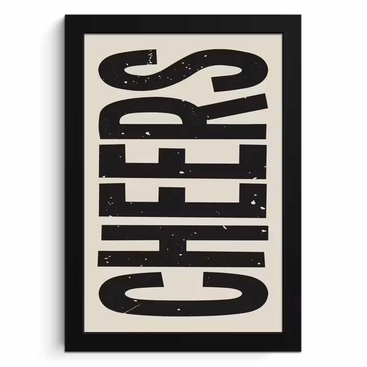 Cuadros enmarcados - Cheers - Japandi - Negro - Letras — 1
