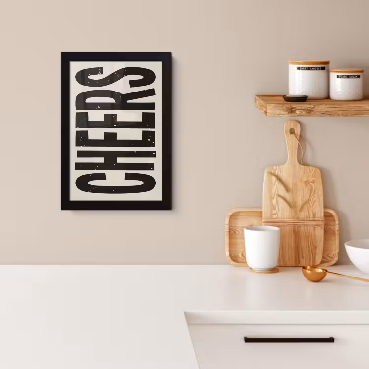 Cuadros enmarcados - Cheers - Japandi - Negro - Letras — 2