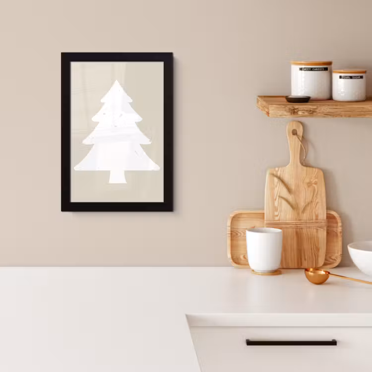 Cuadros enmarcados - Japandi - Árbol de Navidad - Beige - Decoración navideña — 2