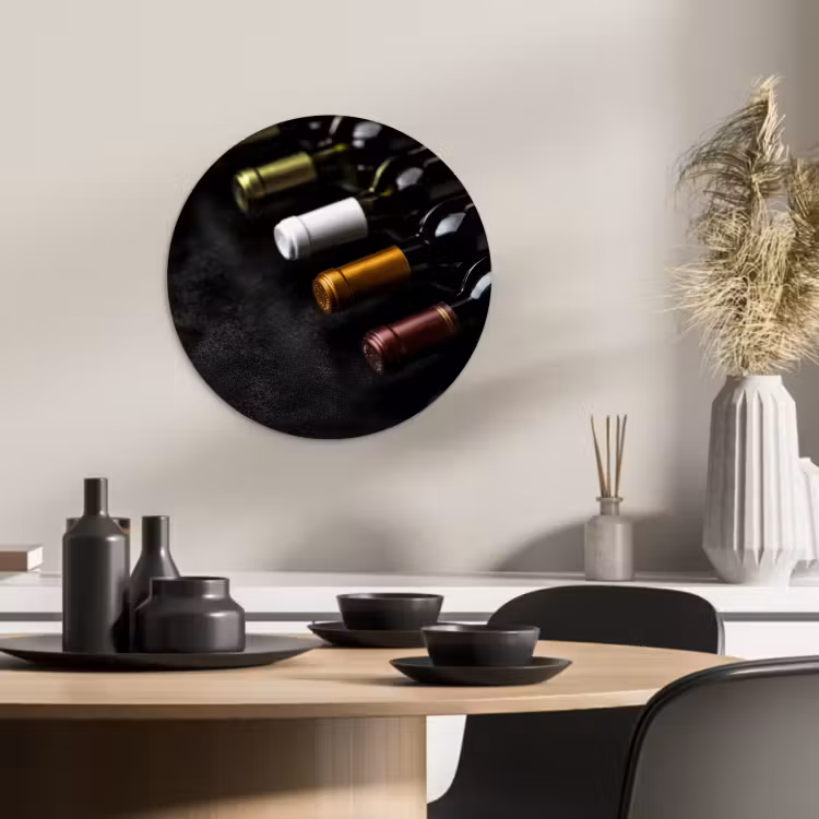 Cuadro redondo - Vino - Botellas - Variedad - Sabores — 4