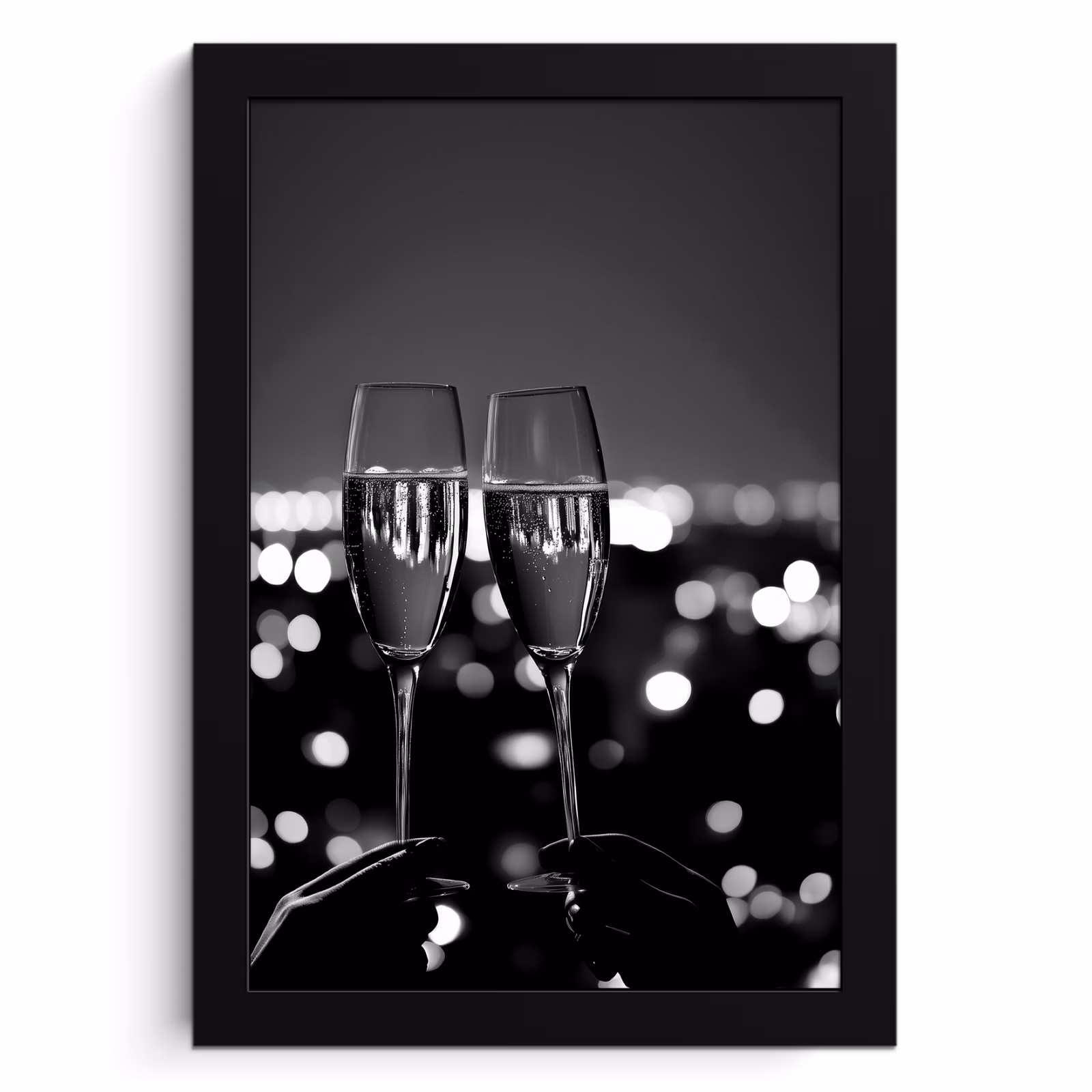 Cuadros enmarcados - Burbujas - Salud - Copas de champán - Luces de la ciudad — 1