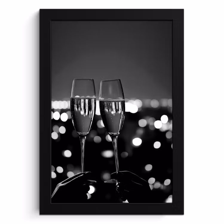 Cuadros enmarcados - Burbujas - Salud - Copas de champán - Luces de la ciudad — 1