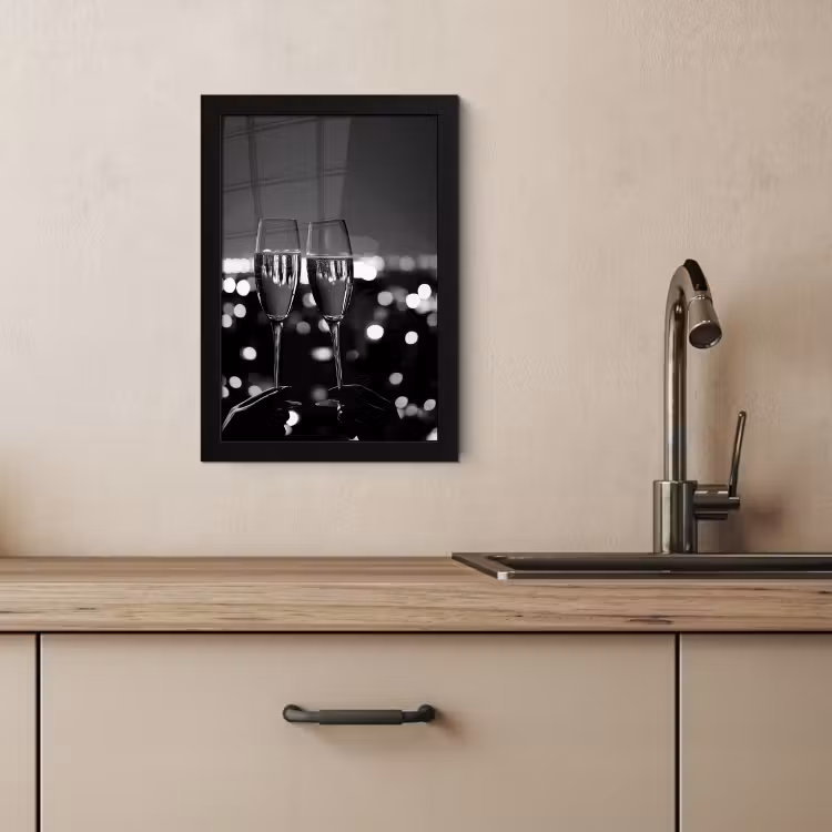 Cuadros enmarcados - Burbujas - Salud - Copas de champán - Luces de la ciudad — 3