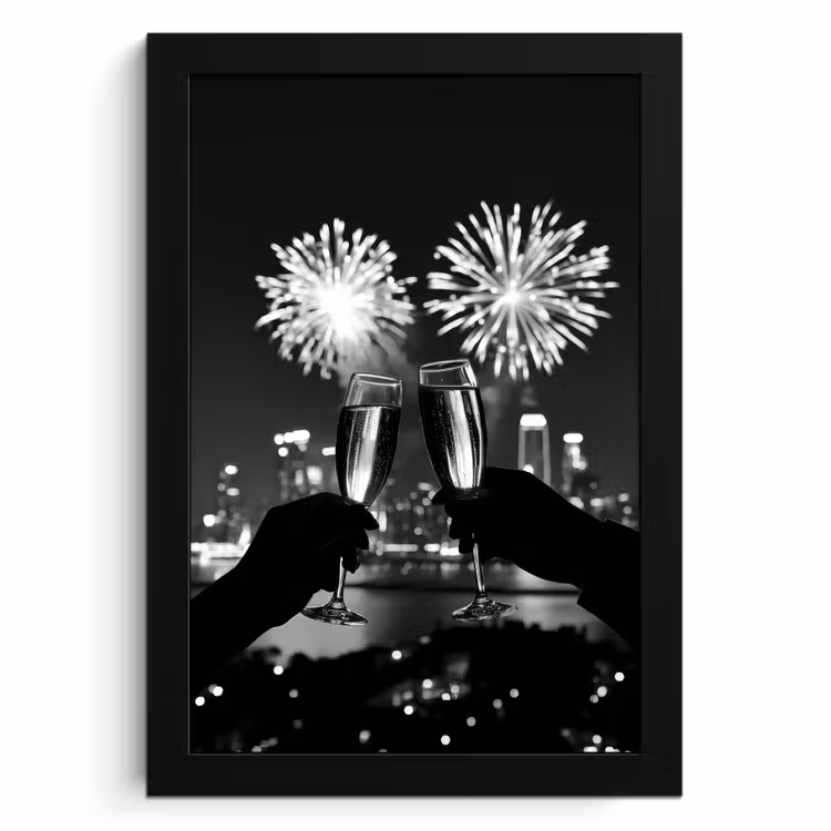 Cuadros enmarcados - Fuegos artificiales - Salud - Skyline - Champán — 1
