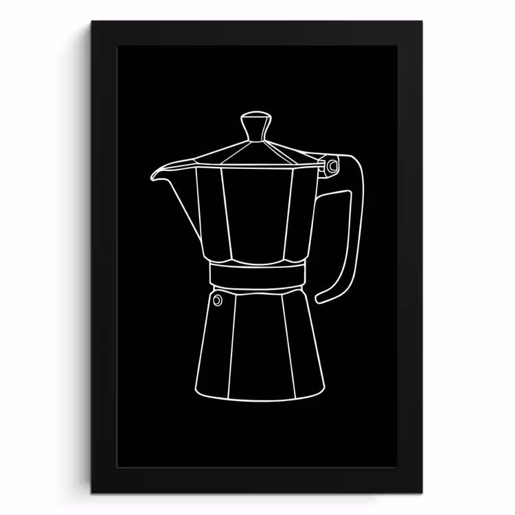 Cuadros enmarcados - Mug pot - Negro - Blanco - Dibujo lineal — 1