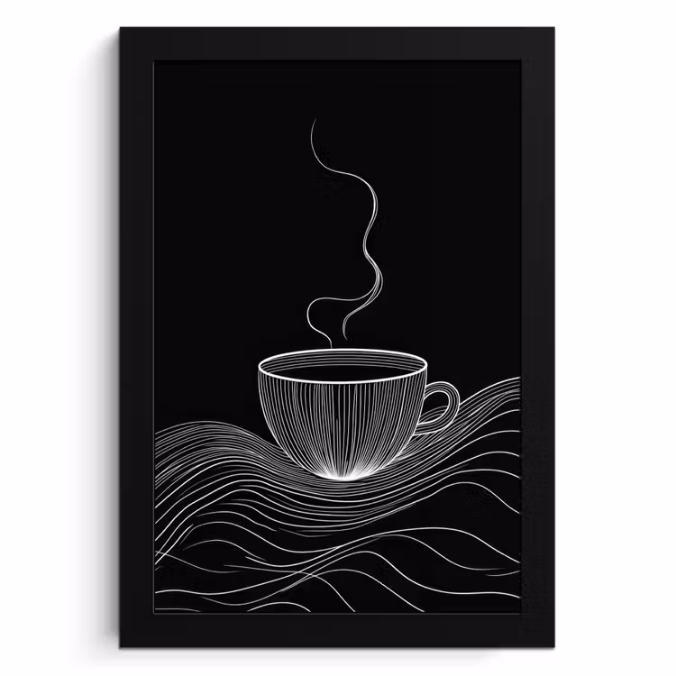 Cuadros enmarcados - Dibujo lineal - Taza de café - Negro — 1