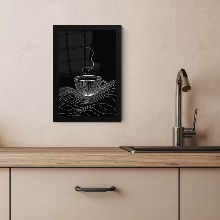 Cuadros enmarcados - Dibujo lineal - Taza de café - Negro — 3
