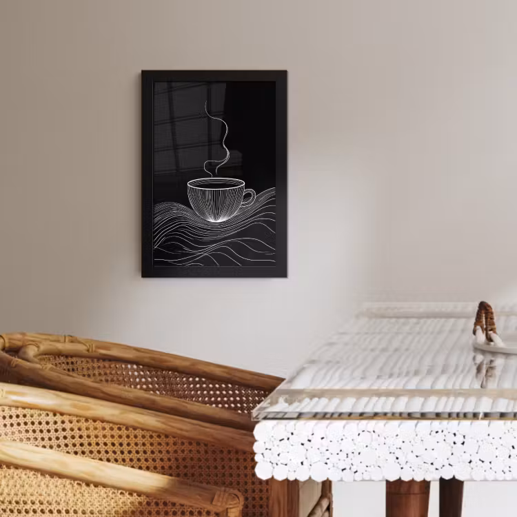 Cuadros enmarcados - Dibujo lineal - Taza de café - Negro — 4