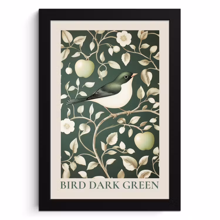 Cuadros enmarcados - Verde - Pájaro - Flores — 1