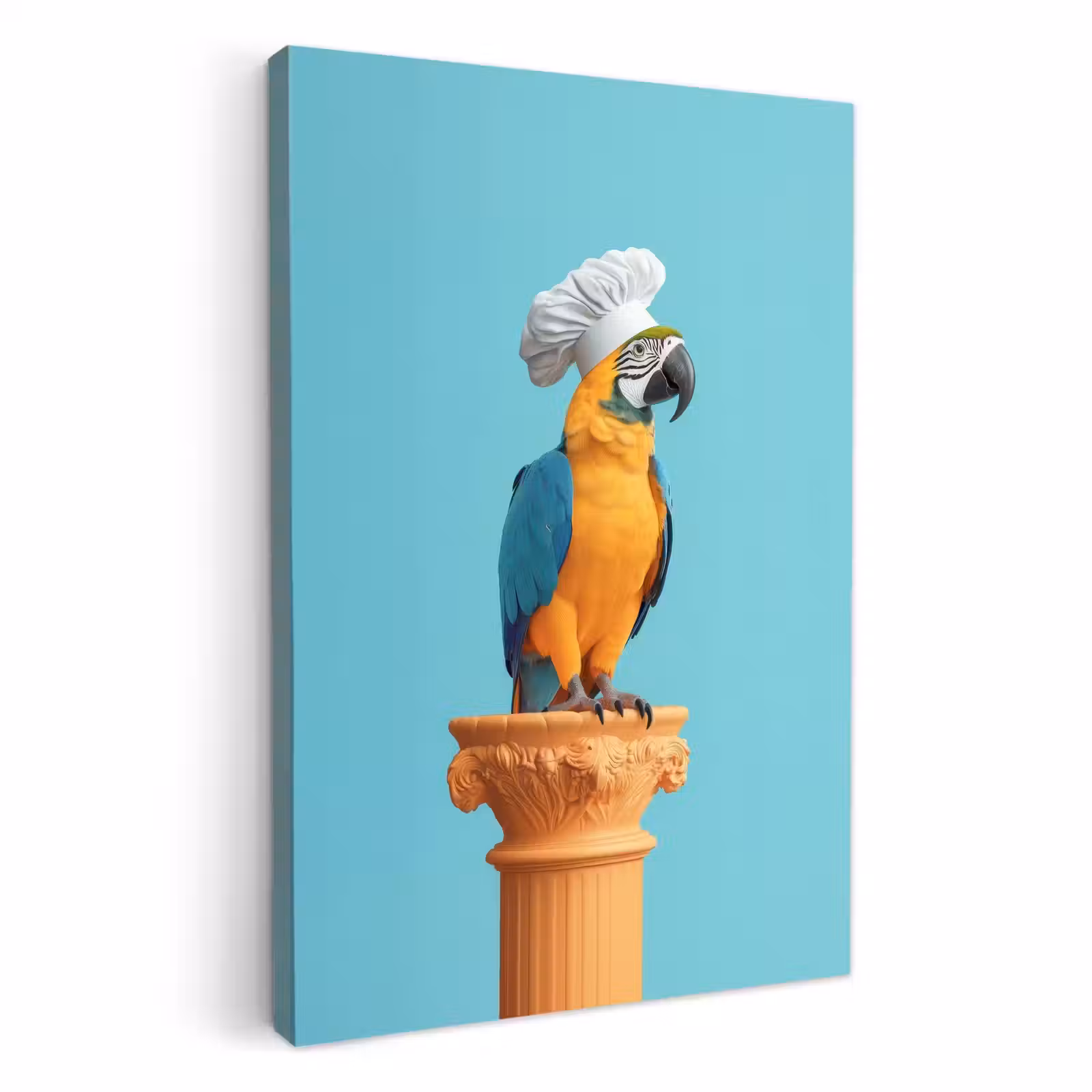 Lienzos decorativos - Loro - Gorro de cocinero - Divertido - Ave — 1