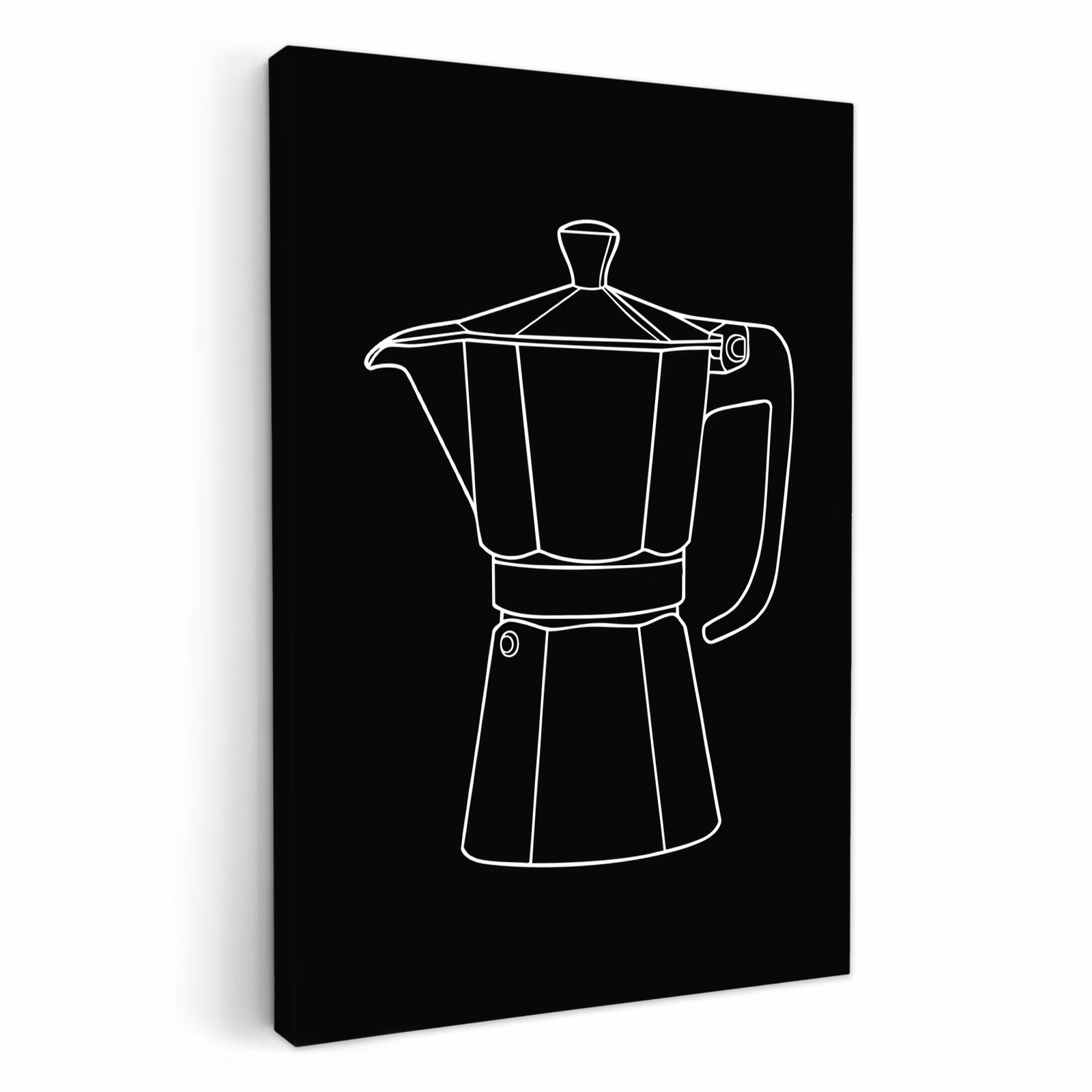 Lienzos decorativos - Mug pot - Negro - Blanco - Dibujo lineal — 1