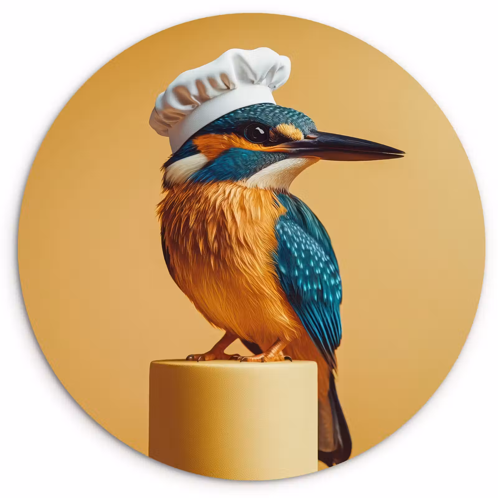 Cuadro redondo - Martín pescador - Pilar - Gorro de cocinero - Pájaro — 1
