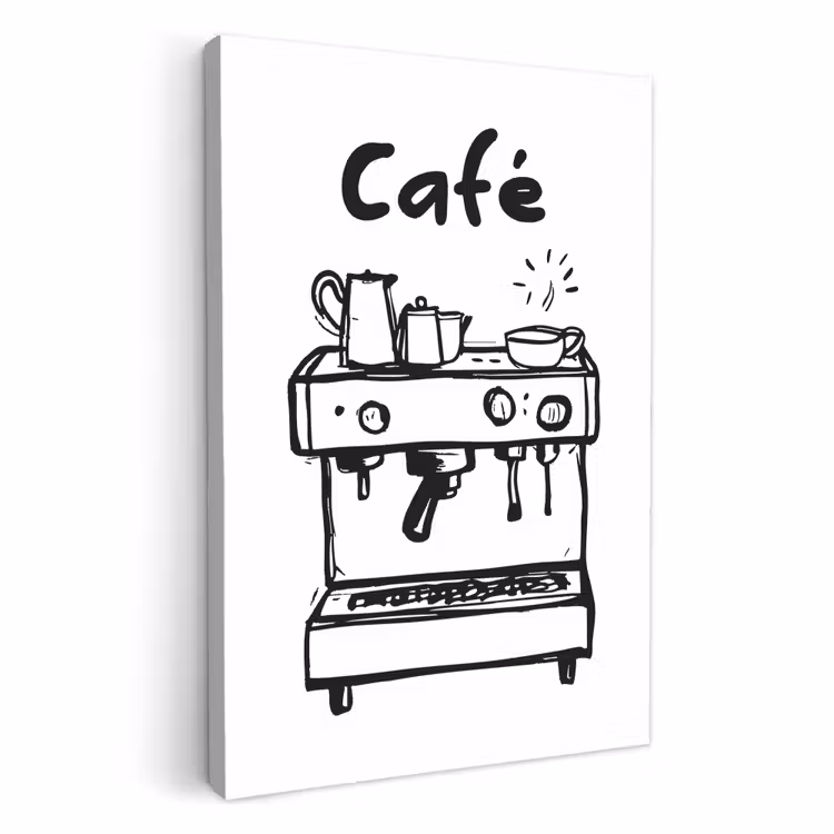 Lienzos decorativos - Ilustración - Cafetería - Máquina de café - Tazas — 1