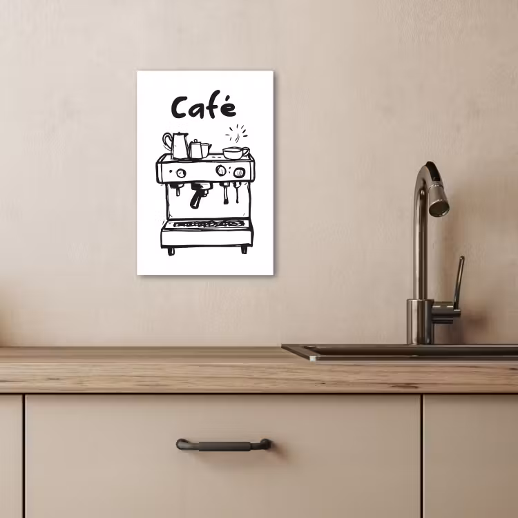 Lienzos decorativos - Ilustración - Cafetería - Máquina de café - Tazas — 2