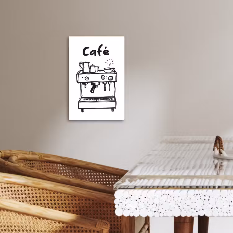 Lienzos decorativos - Ilustración - Cafetería - Máquina de café - Tazas — 3