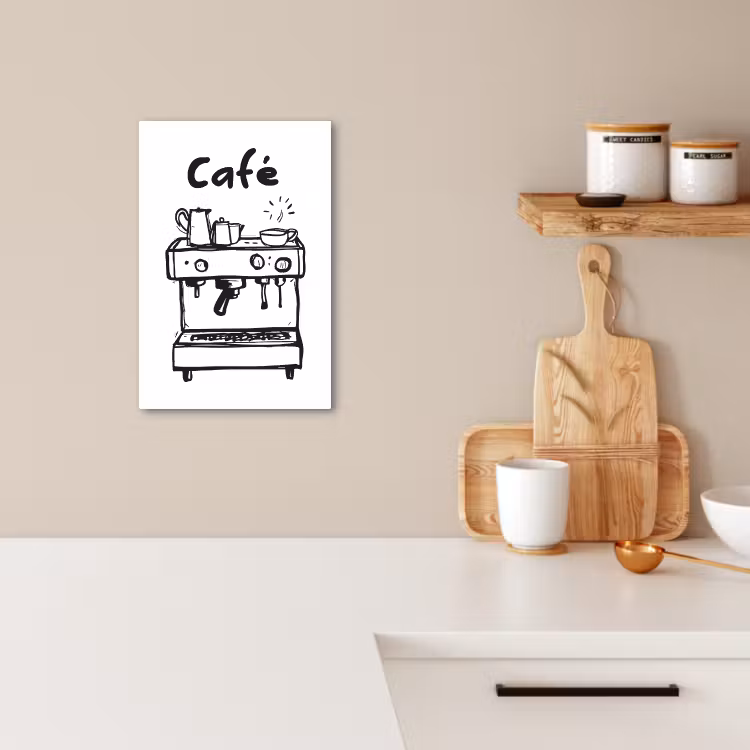 Lienzos decorativos - Ilustración - Cafetería - Máquina de café - Tazas — 4
