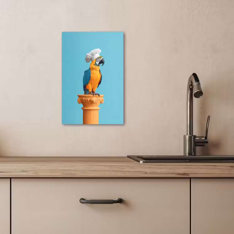 Lienzos decorativos - Loro - Gorro de cocinero - Divertido - Ave — 3