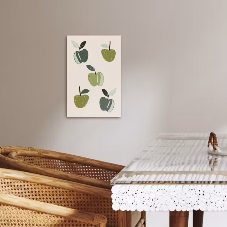 Lienzos decorativos - Manzanas - Verde - Ilustración - Hojas — 2