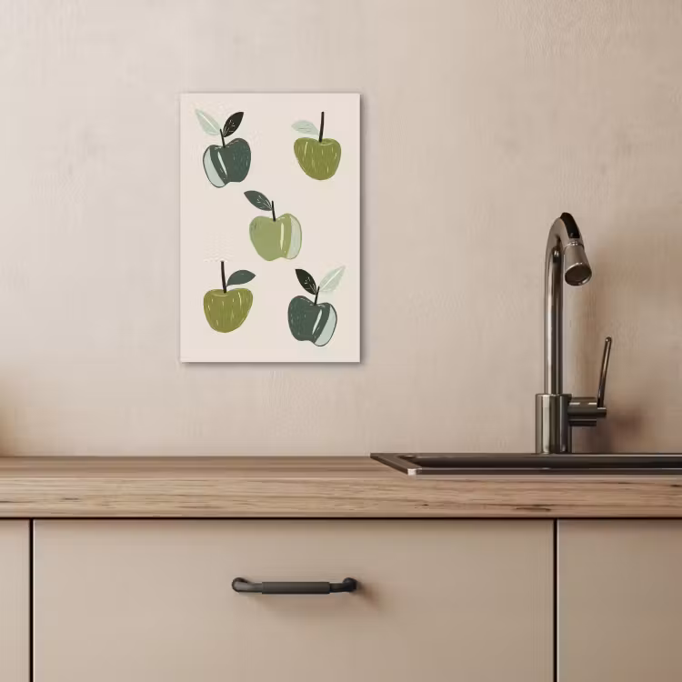 Lienzos decorativos - Manzanas - Verde - Ilustración - Hojas — 3
