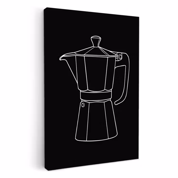 Lienzos decorativos - Mug pot - Negro - Blanco - Dibujo lineal — 1