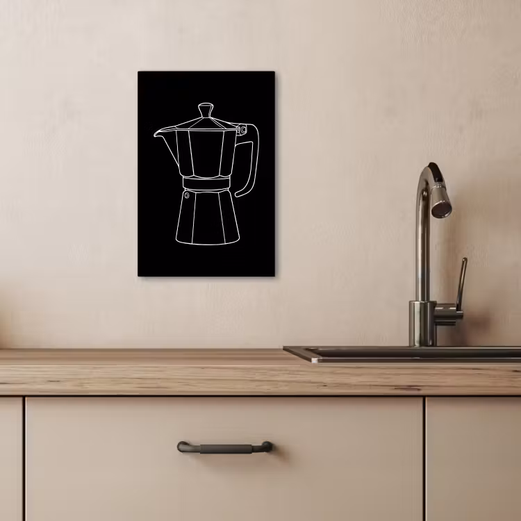 Lienzos decorativos - Mug pot - Negro - Blanco - Dibujo lineal — 2