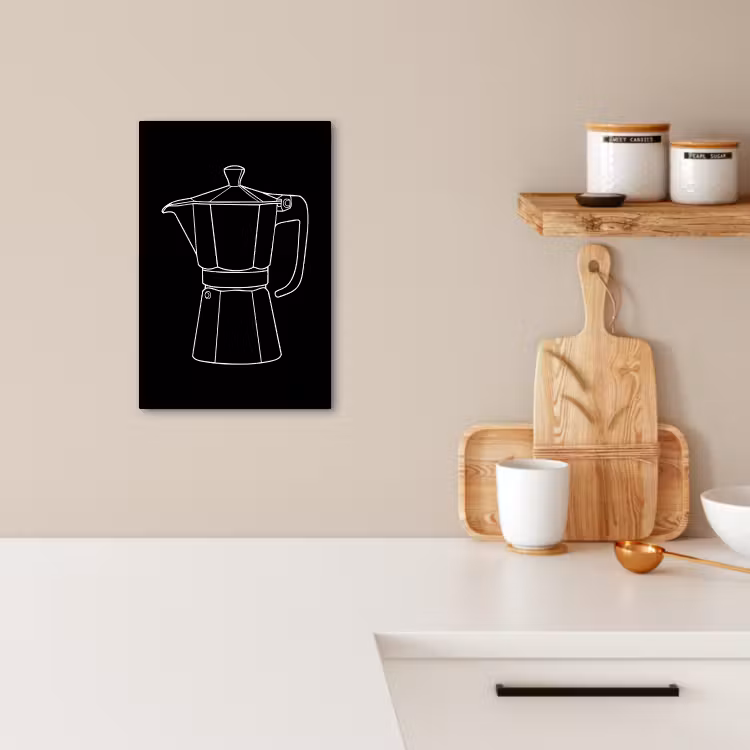 Lienzos decorativos - Mug pot - Negro - Blanco - Dibujo lineal — 3
