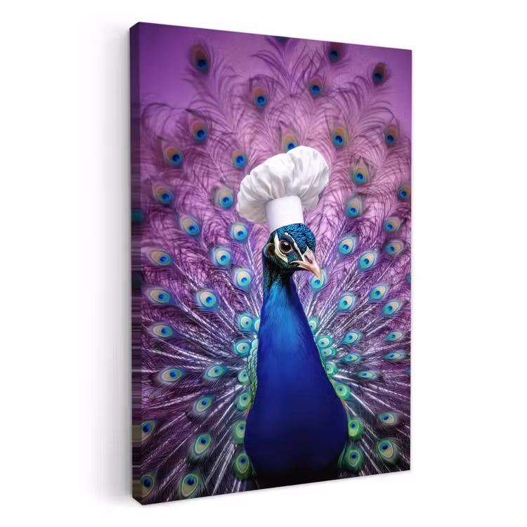 Lienzos decorativos - Pavo real - Gorro de cocinero - Genial - Morado — 2