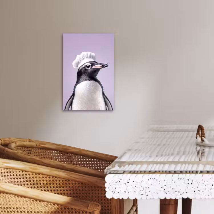 Lienzos decorativos - Pingüino - Gorro de cocinero - Tierno - Morado — 2