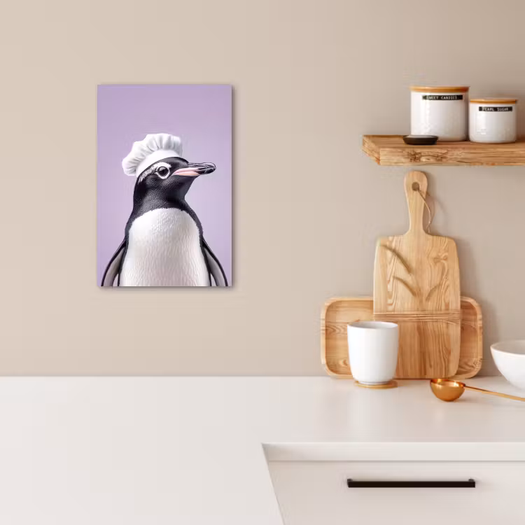Lienzos decorativos - Pingüino - Gorro de cocinero - Tierno - Morado — 4