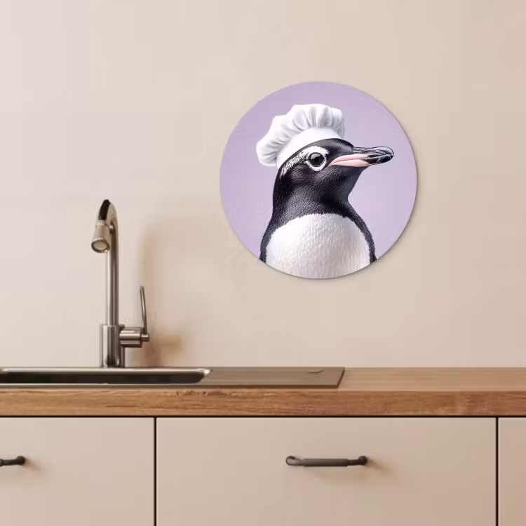Cuadro redondo - Penguin - Gorro de cocinero - Dulce - Morado — 4