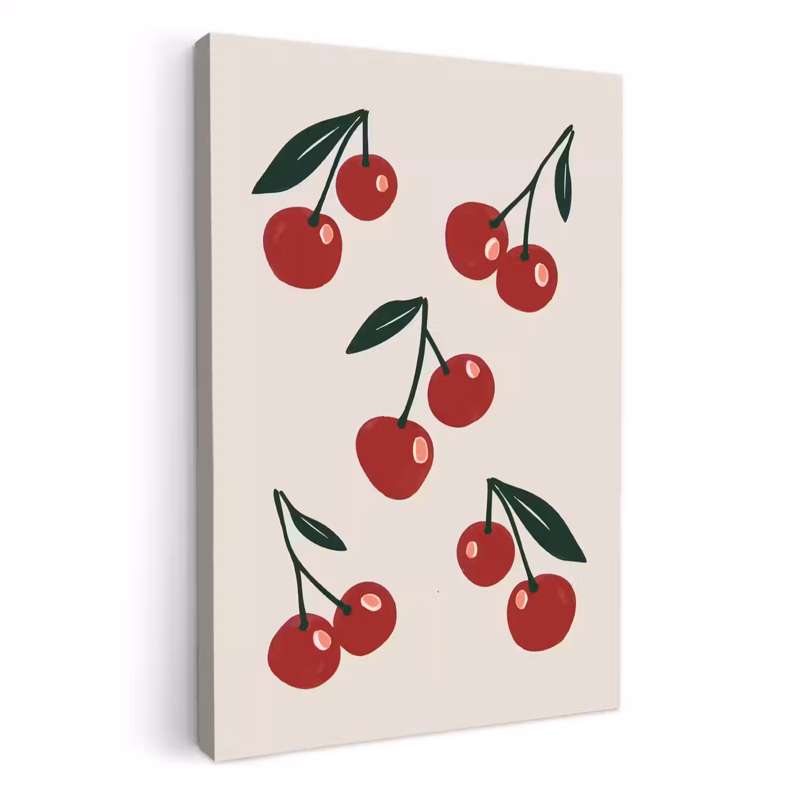 Lienzos decorativos - Cerezas - Hojas - Rojo — 1
