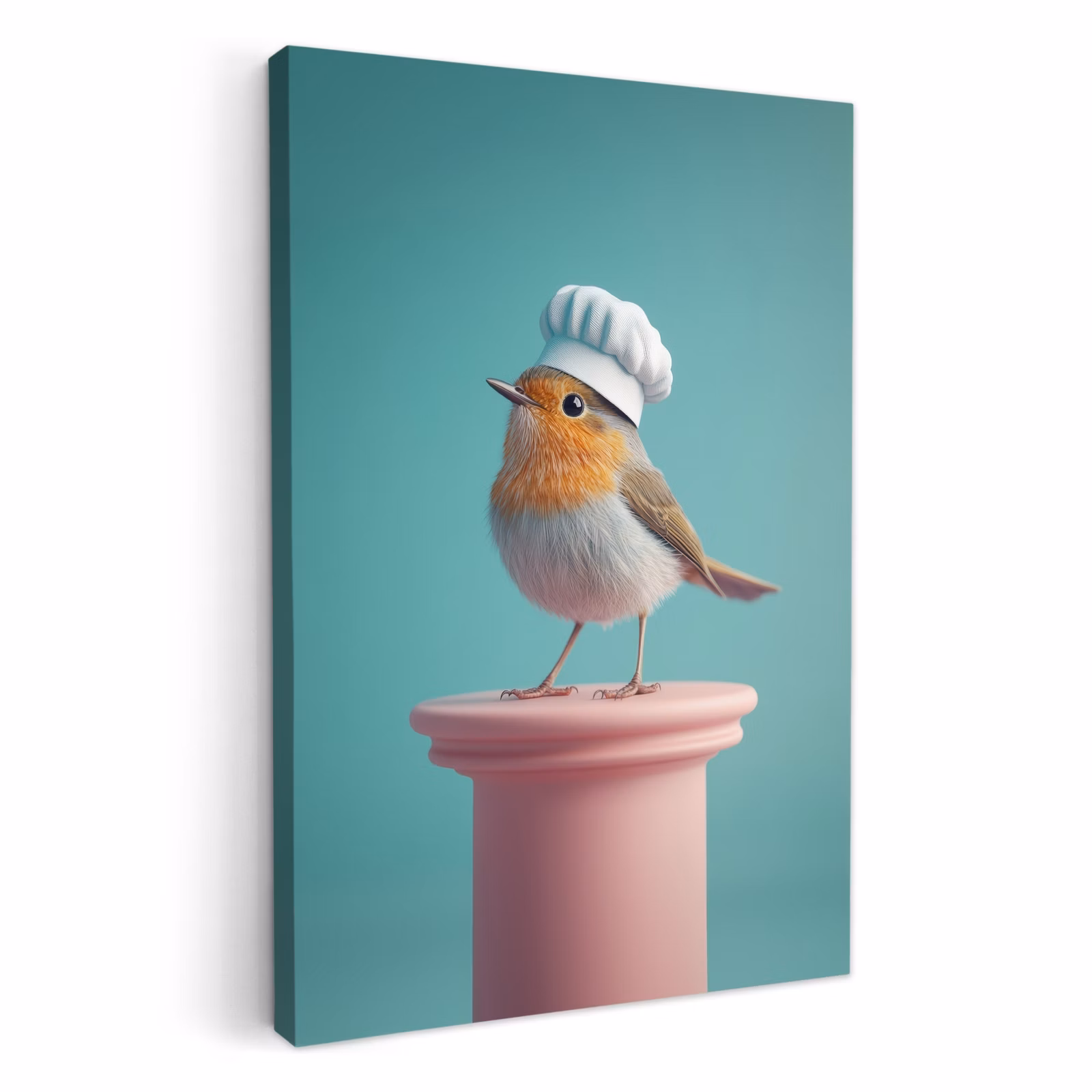 Lienzos decorativos - Petirrojo - Ave - Gorro de cocinero - Pedestal — 1