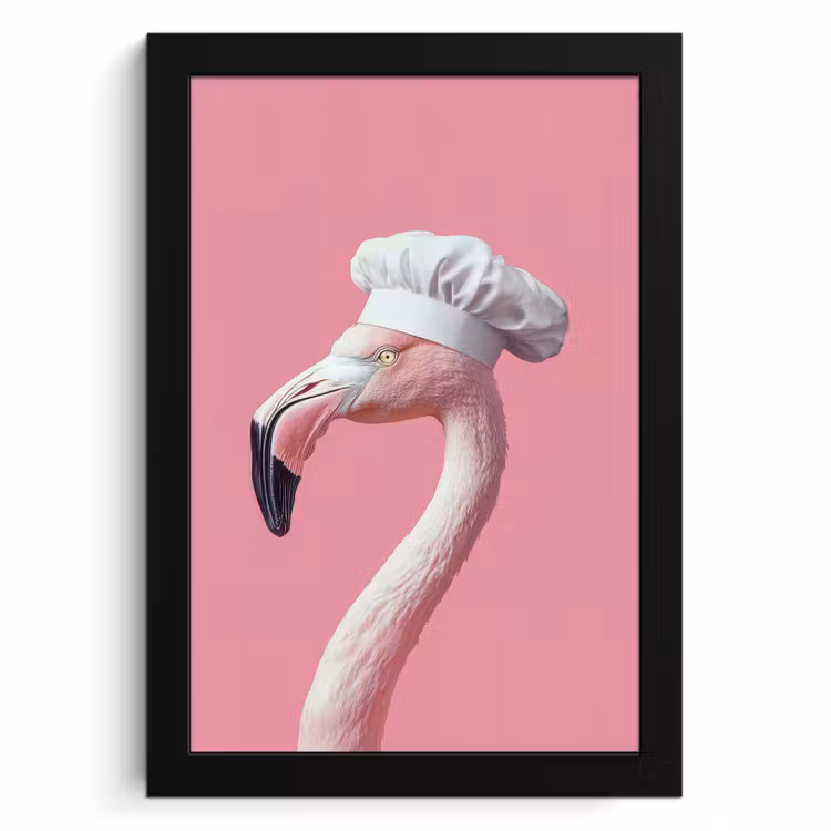 Cuadros enmarcados - Flamenco - Rosa - Gorro de cocinero - Ave — 1