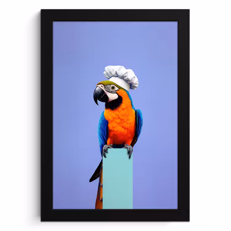Cuadros enmarcados - Loro - Gorro de cocinero - Ave - Lindo — 1