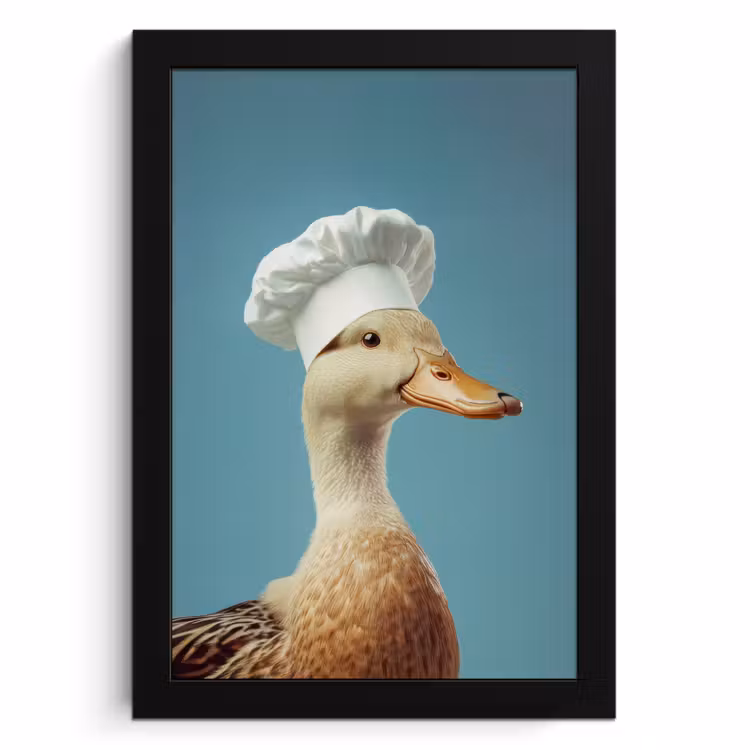 Cuadros enmarcados - Pato - Gorro de cocinero - Lindo - Ave — 1