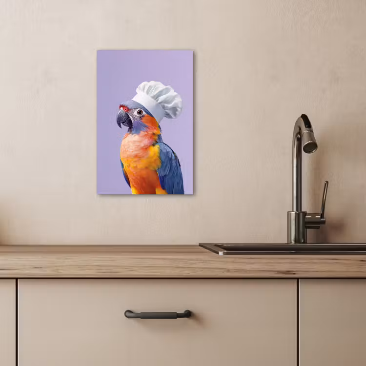 Lienzos decorativos - Loro - Gorro de cocinero - Morado - Lindo — 3
