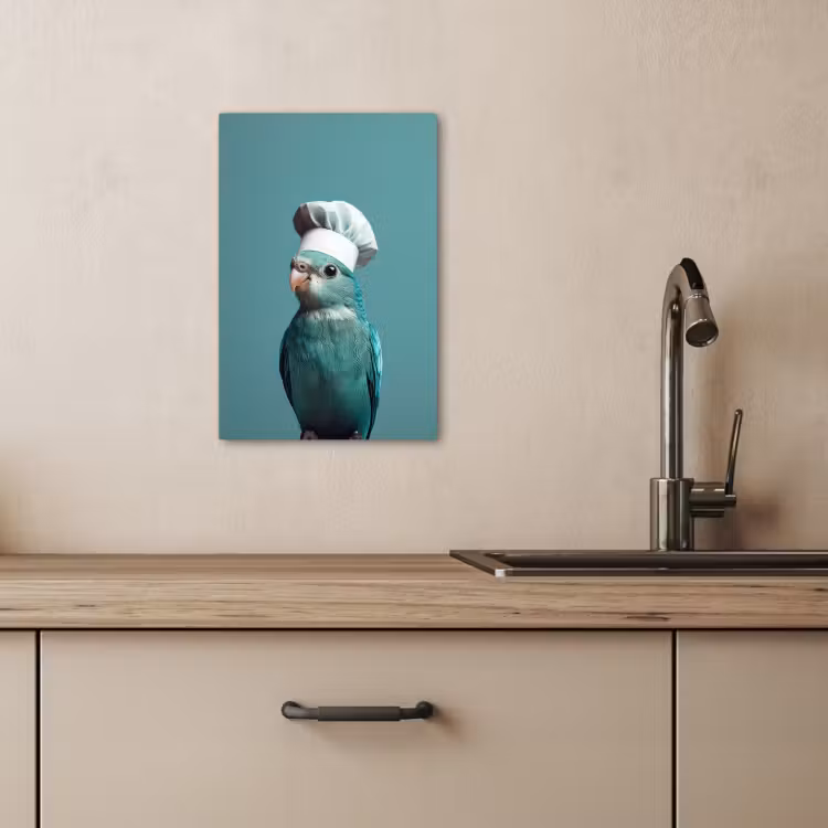 Lienzos decorativos - Periquito - Ave - Gorro de cocinero - Lindo — 4