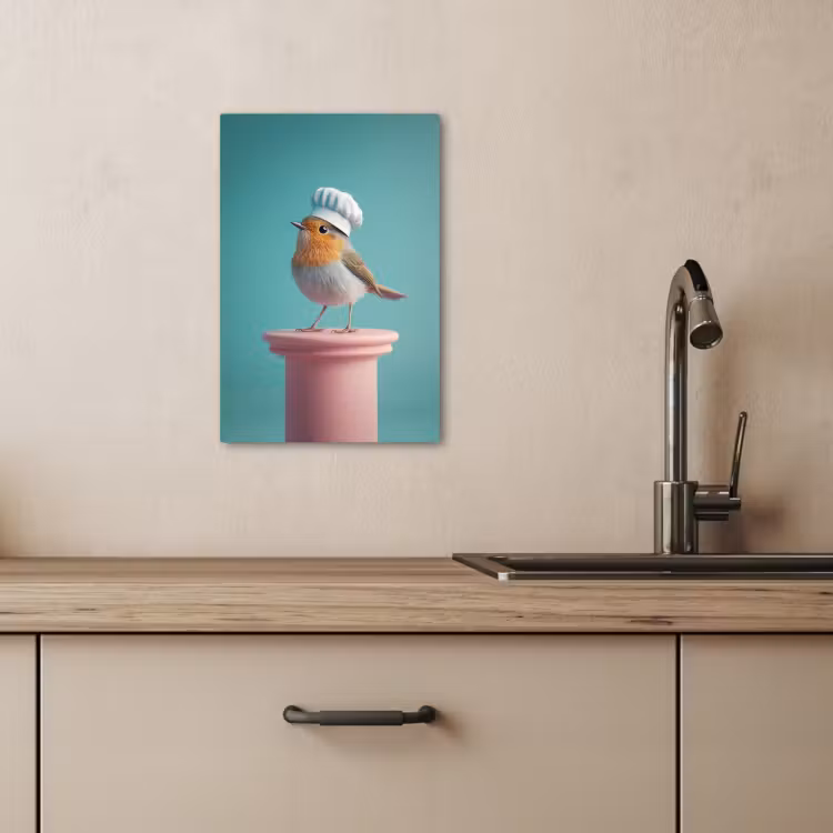 Lienzos decorativos - Petirrojo - Ave - Gorro de cocinero - Pedestal — 3
