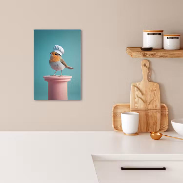 Lienzos decorativos - Petirrojo - Ave - Gorro de cocinero - Pedestal — 4