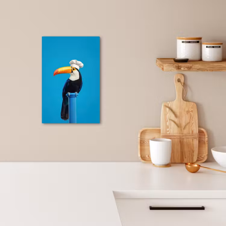 Lienzos decorativos - Tucán - Pedestal - Ave - Gorro de cocinero — 1