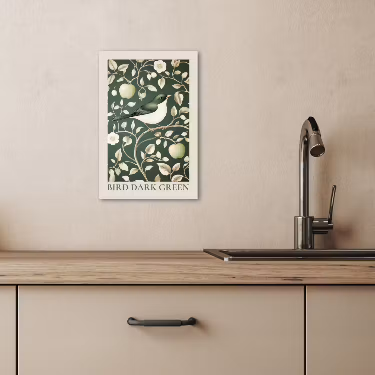 Lienzos decorativos - Verde - Pájaro - Flores — 2