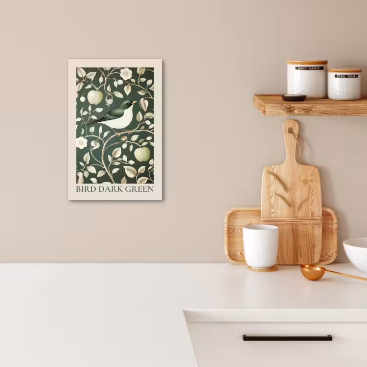 Lienzos decorativos - Verde - Pájaro - Flores — 4