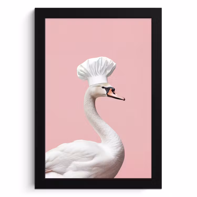 Cuadros enmarcados - Cisne - Gorro de cocinero - Hermoso - Clásico — 1