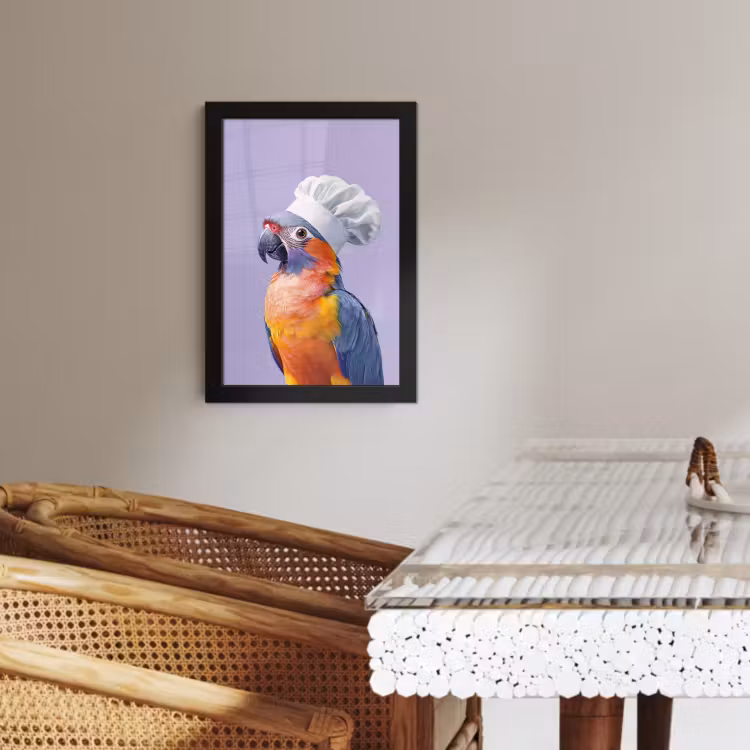 Cuadros enmarcados - Loro - Gorro de cocinero - Morado - Lindo — 2
