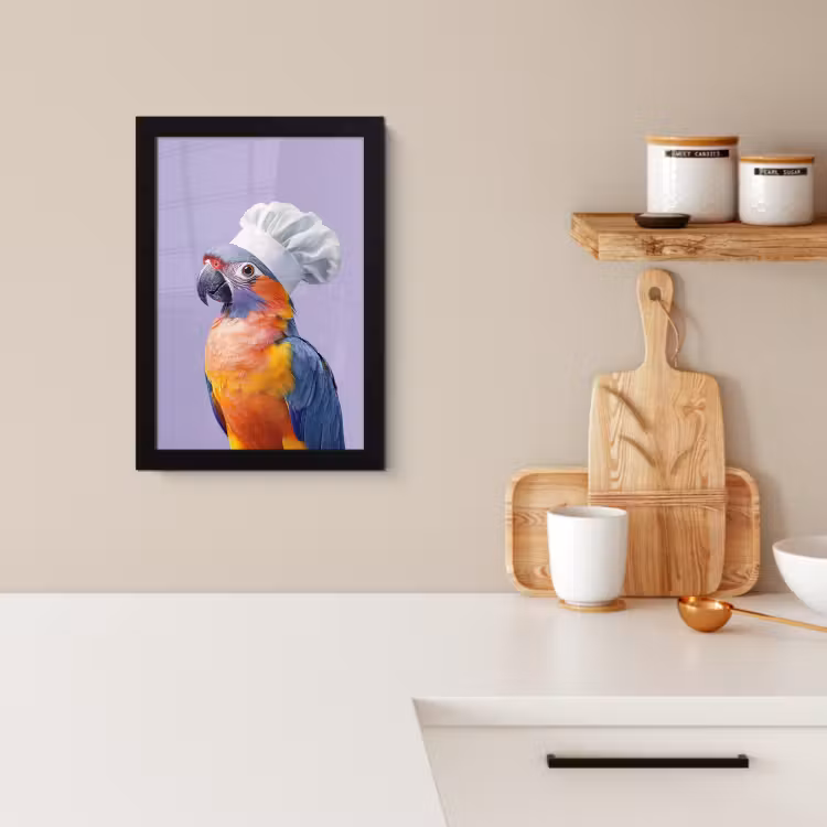 Cuadros enmarcados - Loro - Gorro de cocinero - Morado - Lindo — 3