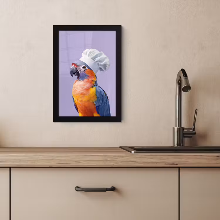 Cuadros enmarcados - Loro - Gorro de cocinero - Morado - Lindo — 4